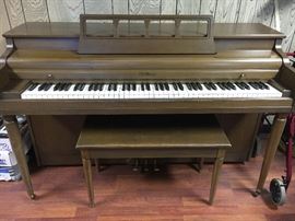 Nice vintage Whitney spinet piano and bench.