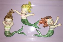 Vintage mermaid wall décor--3 piece set.