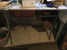 Vintage metal student desk.