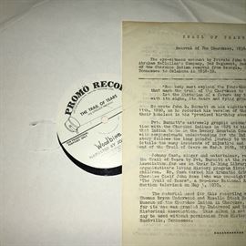 Rare "Trail of Tears" as told by Johnny Cash, promo record.
