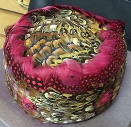 Beautiful vintage feather-covered ladies hat.
