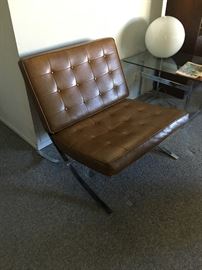 Leather brown strap chair by Knoll Associates, Park Avenue, NY