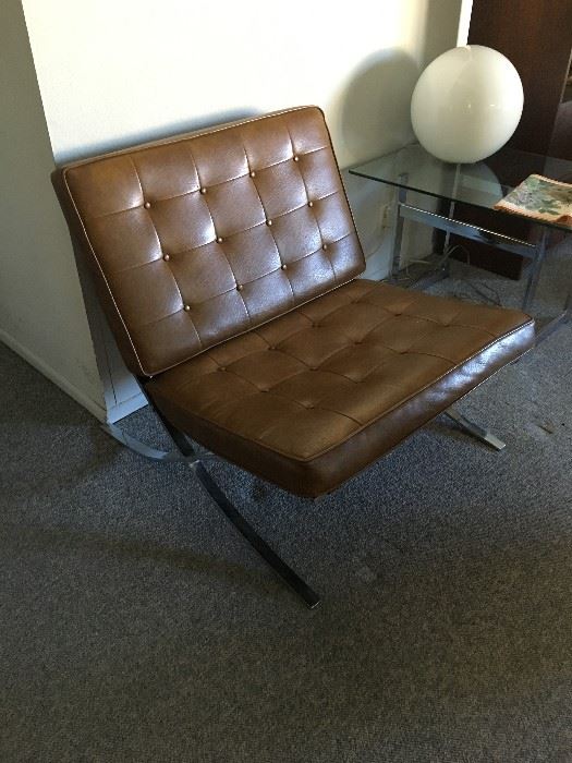 Leather brown strap chair by Knoll Associates, Park Avenue, NY