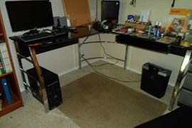 nice glass L shaped desk