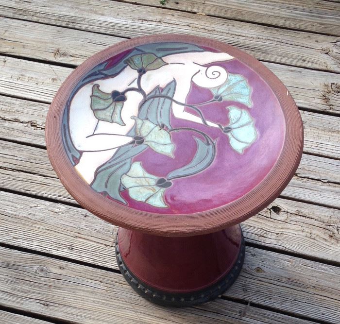 Ceramic bird bath by Raleigh artist Marina Bosetti. Valued at $300. Beginning bid $150.