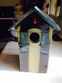 Raleigh artist Marina Bosetti, slab built clay bird house, needs replacement base, which I know she would be happy to do. 