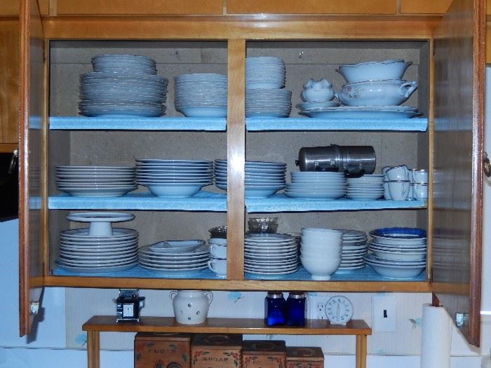 CABINETS LOADED WITH CHINA (FRENCH, OFFICER'S MESS, ETC.