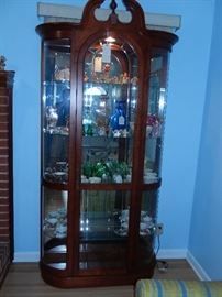 LARGE CURIO CABINET CHERRY LIGHTED