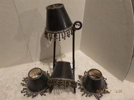 4 black small lamp shades trimmed in beads $ 20.00