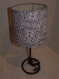 Black and white paisley shade on black lamp base $ 10.00 sm/med hight