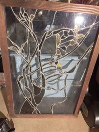 Stained Glass in heavy wooden frame $ 300.00