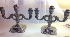 Pair Sterling Silver Candleabra, Holloware, German 