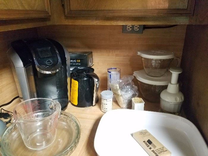 Pampered Chef items and a nice Keurig