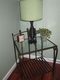 IRON END TABLE AND LAMP