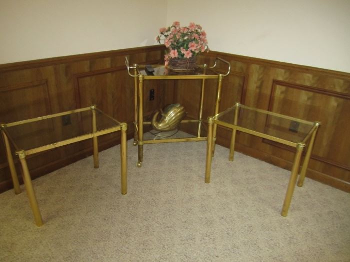 BRASS AND GLASS TABLES