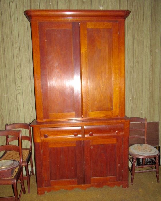 1800's Walnut Stepback Cupboard 