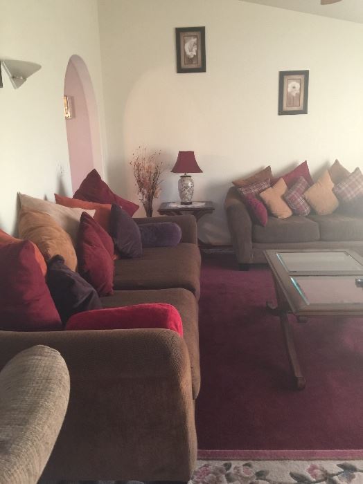Couches and whole set up including rugs and decor 