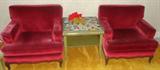 Red Velvet Upholsterd Easy Chairs