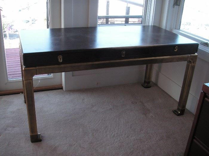 Brass legs and leather top desk