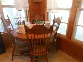 Round dining table & 4 press back chairs