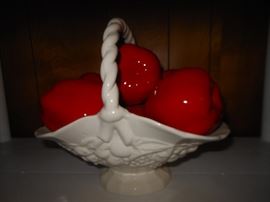 Ceramic apples and basket