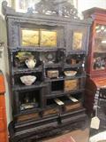 Japanese Hand Carved Cabinet w Lacquered Door