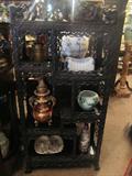 Chinese Hand Carved Teakwood Etagere