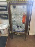 Vitrine, Nice Selection of American Brilliant Cut Glass Includind Punch Bowls, Pitchers, Bowls, Sticks, Decanters, Sugar & Creamers, Tumblers etc