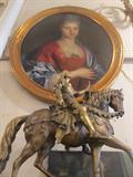 19th Century Bronze of Joan of Arc, Oil Painting