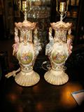 19TH CENTURY FRENCH PARIS PORCELAIN VASE CONVERTED TO LAMPS HAND PAINTED AND DECORATED ON ALL SIDES SALE PRICE $747.50