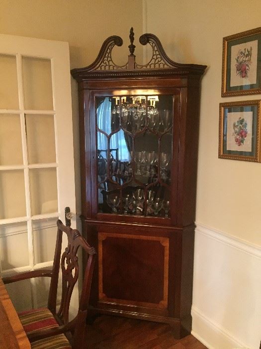 One of Two available.  Corner Cabinet.  Mahogany Inlaid.  Just Beautiful!!!