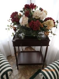 TEA CART AND SILK ARANGEMENT - ONE OF SEVERAL