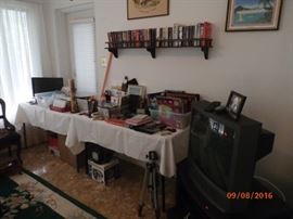 OFFICE SUPPLIES, TVs, PAPERBACK BOOKS, AND OTHER HOBBY PIECES