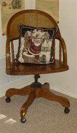 Desk chair - vintage oak swivel chair with cane back