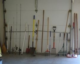 Fishing poles, lawn & garden tools