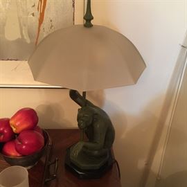 Monkey Lamp and Glass Shade