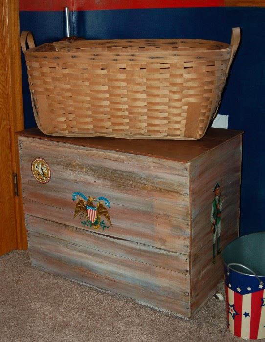 Patriotic Wooden Toy Box Chest