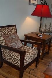 Zebra Print Arm Chair and Table
