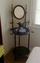 Antique pitcher & basin with stand
