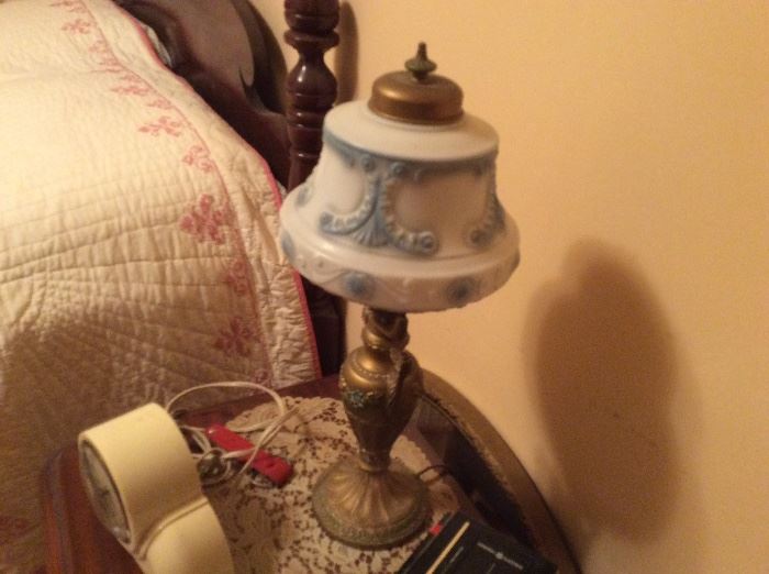 antique milk glass lamp