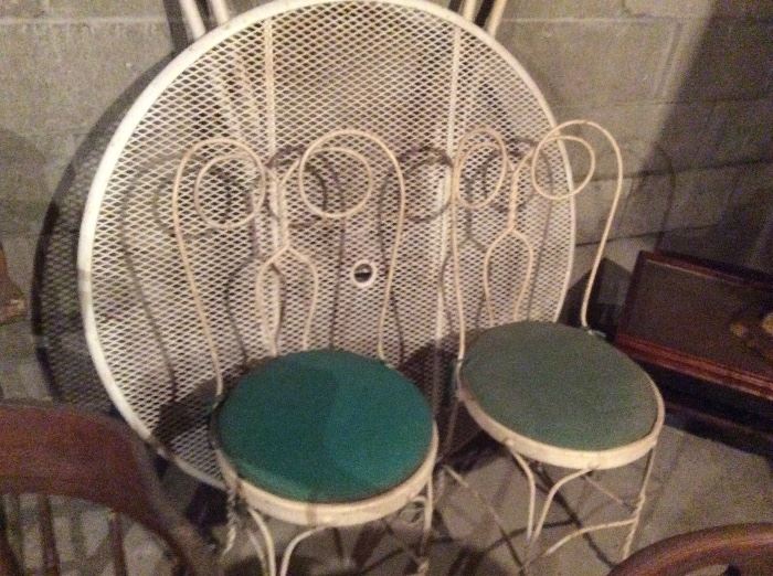 ANTIQUE ICE CREAM CHAIRS AND TABLE