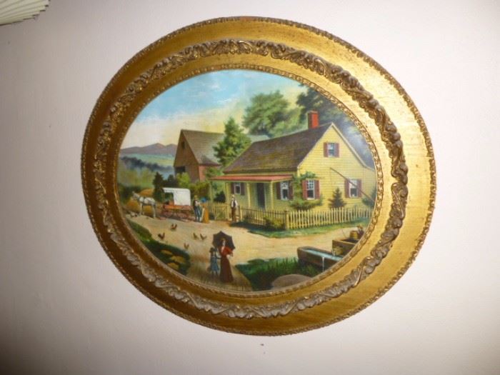      Antique Frame And Print, The Old Homestead"