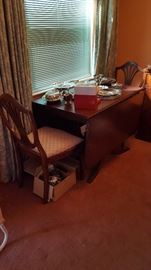 Mahogany Duncan Phyfe Drop Leaf Table &  Chairs