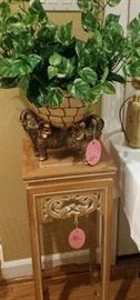 plant stand, elephant flower pot with greenery