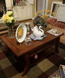 coffee table, rug, accessories