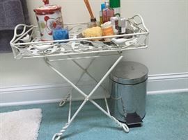 Folding iron tray table.