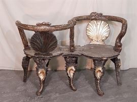 Italian Grotto Tete-de-Tete with shells and dolphins. Two of two.