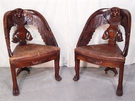 Pair of 19th century Egyptian Revival triangular chairs