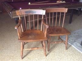 Total of 6 chairs by Heywood Wakefield. 2 Captains chairs and 4 side chairs.