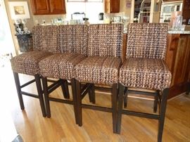 4 Wayfair Bar Stools by Bay Isle Home wood and banana leaf